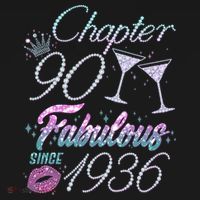 90th Birthday Chapter 90 Fabulous Since 1936 Rhinestones Diamonds Women's Hoodie thumb 2