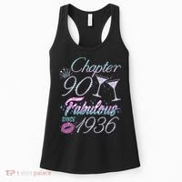 90th Birthday Chapter 90 Fabulous Since 1936 Rhinestones Diamonds Women's Tank Top thumb 0