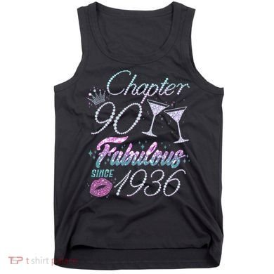 90th Birthday Chapter 90 Fabulous Since 1936 Rhinestones Diamonds Tank Top