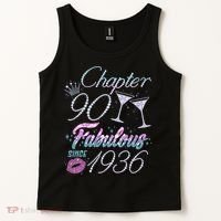 90th Birthday Chapter 90 Fabulous Since 1936 Rhinestones Diamonds Tank Top thumb 2
