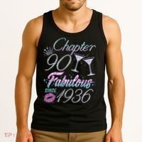 90th Birthday Chapter 90 Fabulous Since 1936 Rhinestones Diamonds Tank Top thumb 3