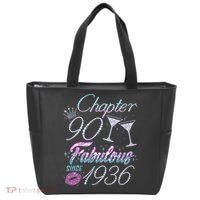 90th Birthday Chapter 90 Fabulous Since 1936 Rhinestones Diamonds Tote Bag thumb 0