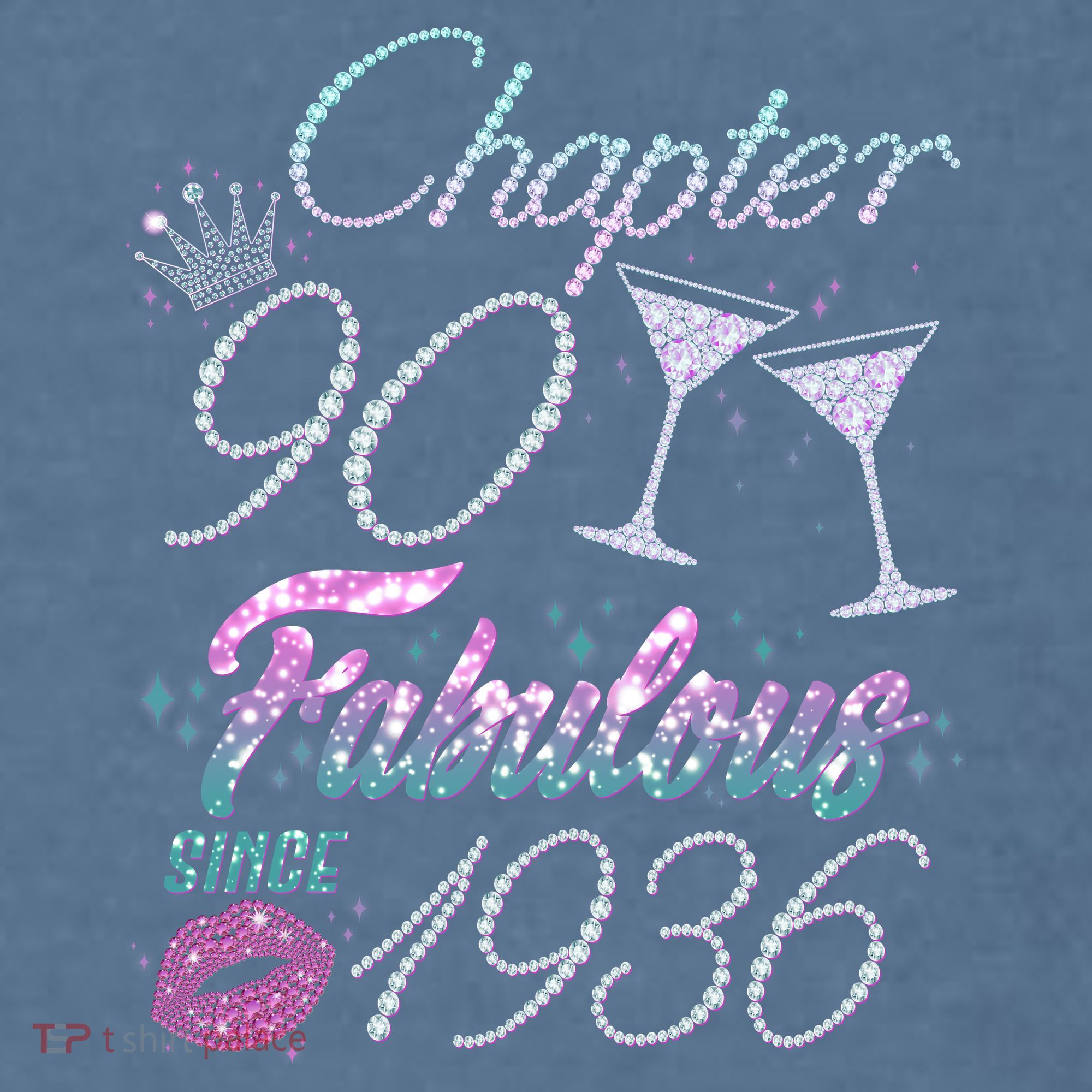 90th Birthday Chapter 90 Fabulous Since 1936 Rhinestones Diamonds Comfort Colors Garment-Dyed Hooded Sweatshirt