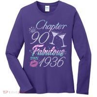 90th Birthday Chapter 90 Fabulous Since 1936 Rhinestones Diamonds Women's Long Sleeve Shirt thumb 0