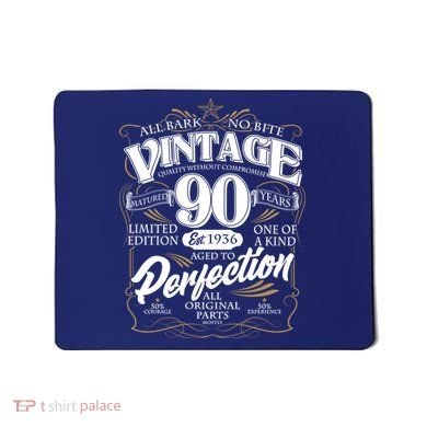 90th Birthday Est 1936 All Bark No Bite Vintage Birthday  Mousepad