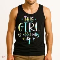 9th Birthday For Girls 9 Years Old Being Awesome Gift Tank Top thumb 3