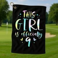 9th Birthday For Girls 9 Years Old Being Awesome Gift Golf Towel thumb 1