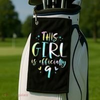 9th Birthday For Girls 9 Years Old Being Awesome Gift Golf Towel thumb 2