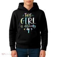 9th Birthday For Girls 9 Years Old Being Awesome Gift Kids Hoodie thumb 4