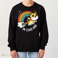 9th Birthday Funny Cat Rainbow On Cloud Nine Women's Sweatshirt thumb 0