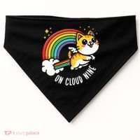 9th Birthday Funny Cat Rainbow On Cloud Nine USA-Made Doggie Bandana thumb 0