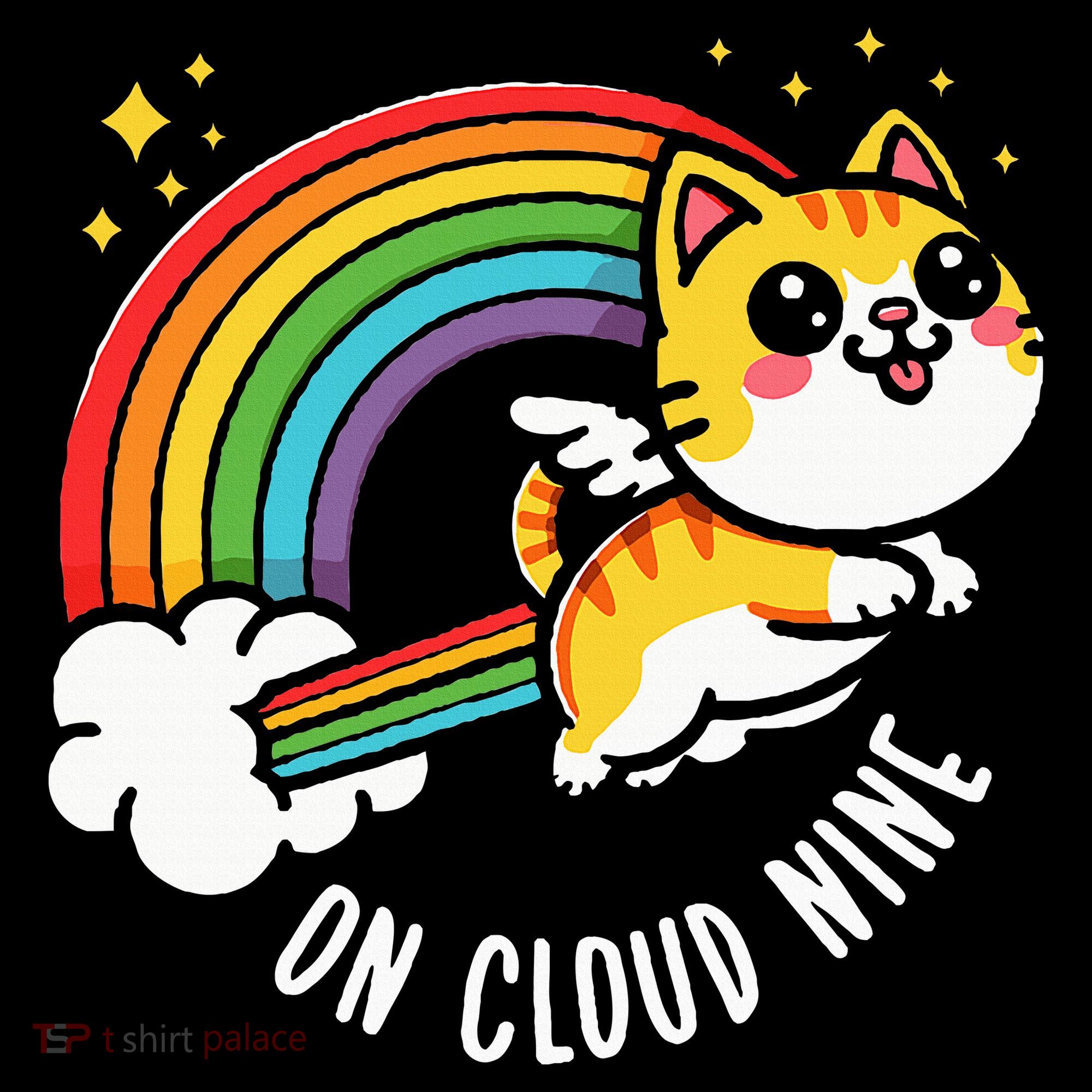 9th Birthday Funny Cat Rainbow On Cloud Nine Long Sleeve Shirt