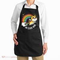 9th Birthday Funny Cat Rainbow On Cloud Nine Apron thumb 2