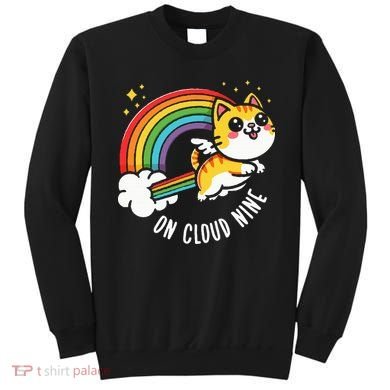 9th Birthday Funny Cat Rainbow On Cloud Nine Sweatshirt