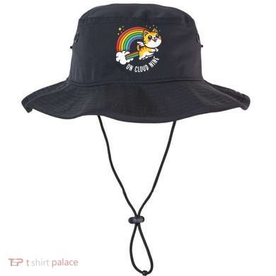 9th Birthday Funny Cat Rainbow On Cloud Nine Bucket Hat