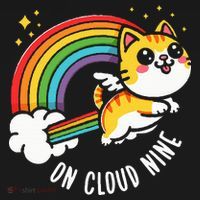 9th Birthday Funny Cat Rainbow On Cloud Nine Pajama Set thumb 2