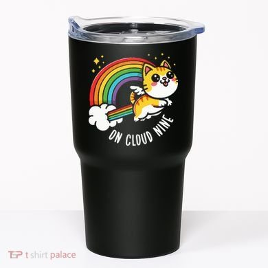 9th Birthday Funny Cat Rainbow On Cloud Nine Tumbler