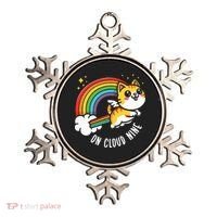 9th Birthday Funny Cat Rainbow On Cloud Nine Ornament thumb 0