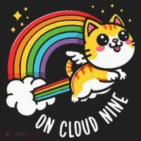 9th Birthday Funny Cat Rainbow On Cloud Nine Hat thumb 2