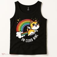 9th Birthday Funny Cat Rainbow On Cloud Nine Tank Top thumb 2
