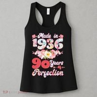 90th Birthday Floral Made In 1936 90 Years Of Perfection Women's Tank Top thumb 3