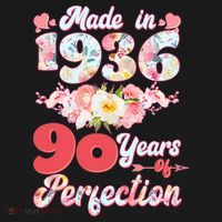 90th Birthday Floral Made In 1936 90 Years Of Perfection Women's Tank Top thumb 5