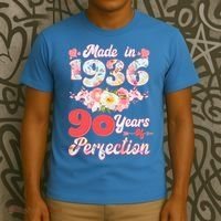90th Birthday Floral Made In 1936 90 Years Of Perfection T-Shirt thumb 3