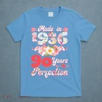 90th Birthday Floral Made In 1936 90 Years Of Perfection T-Shirt thumb 4
