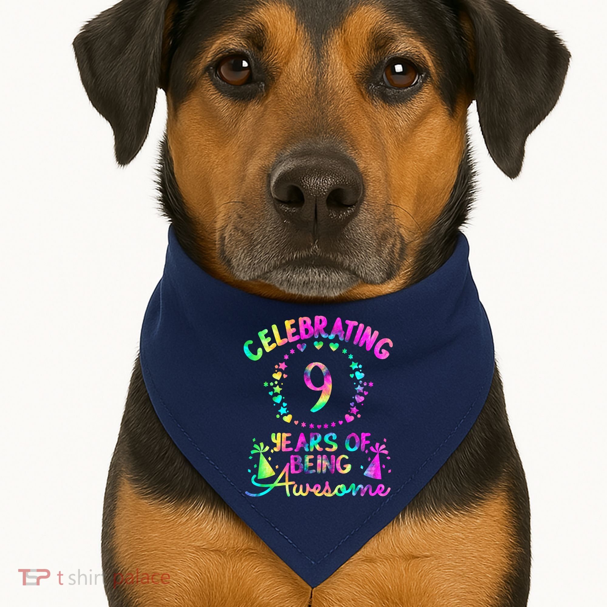 9 Birthday Girl 9 Years Old Birthday Gift USA-Made Doggie Bandana