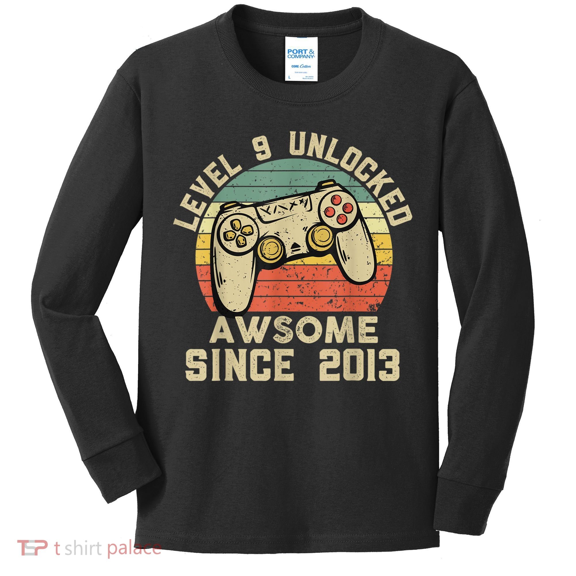9th Birthday Gift Boy 9 Years Being Awesome Kids Long Sleeve Shirt