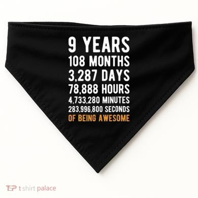 9th Birthday Gift 9 Years Old Being Awesome USA-Made Doggie Bandana