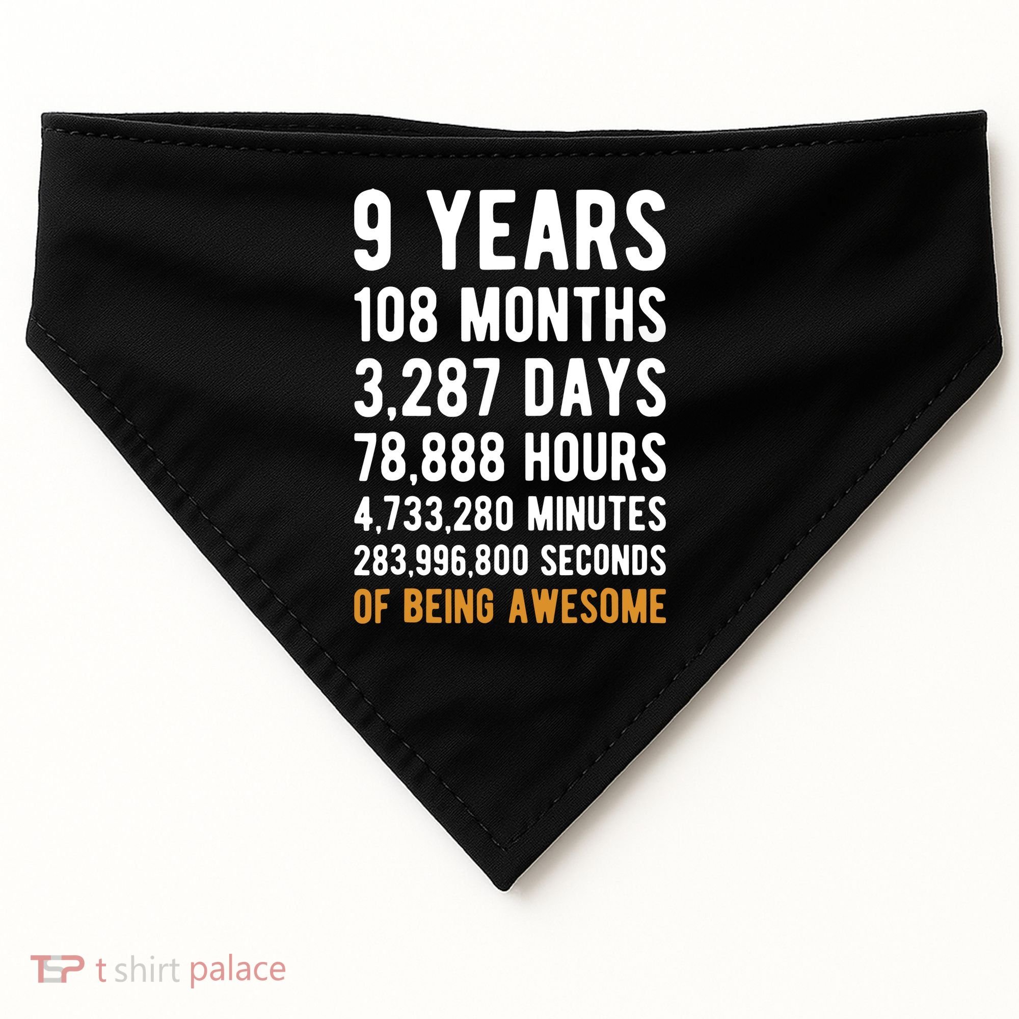 9th Birthday Gift 9 Years Old Being Awesome USA-Made Doggie Bandana