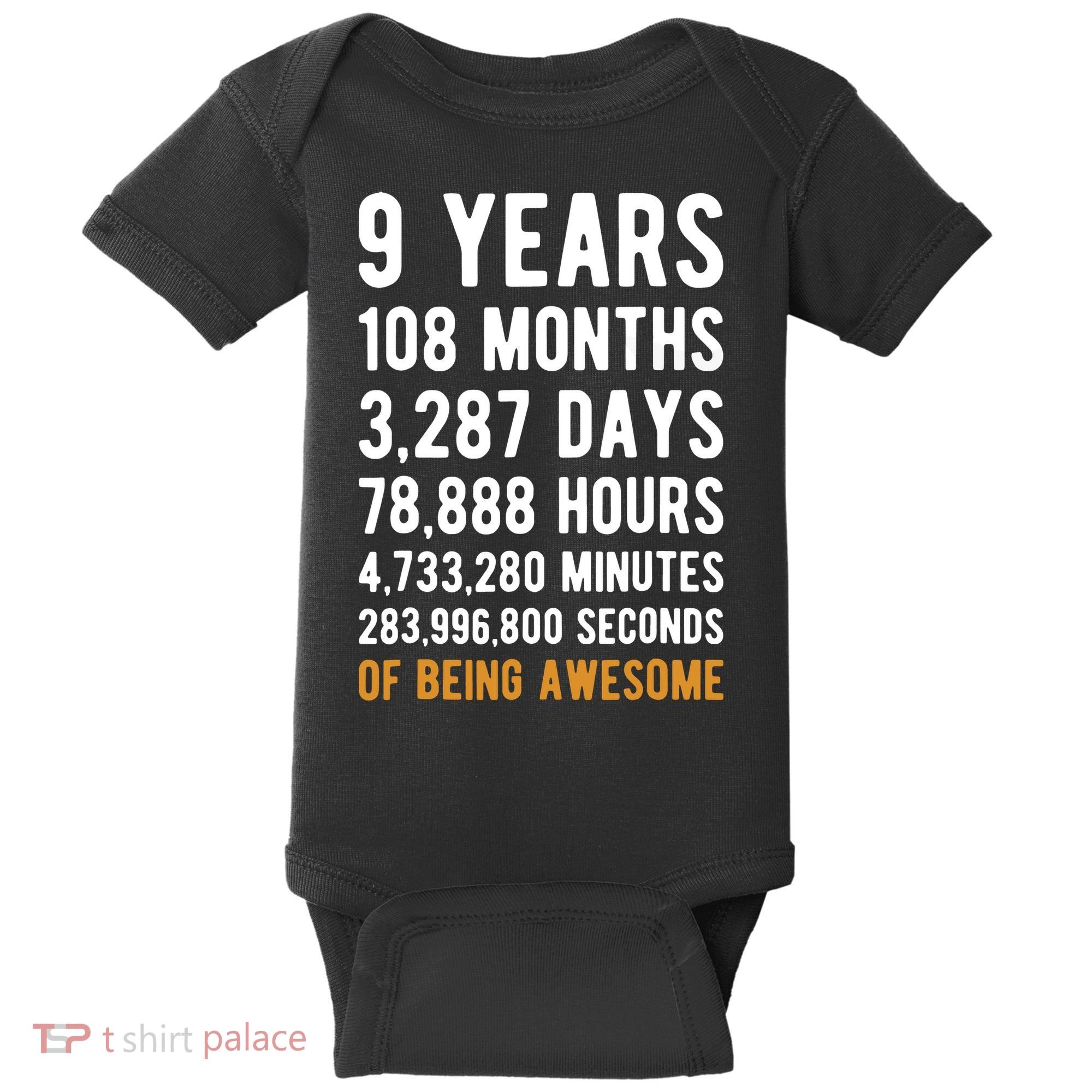9th Birthday Gift 9 Years Old Being Awesome Baby Bodysuit