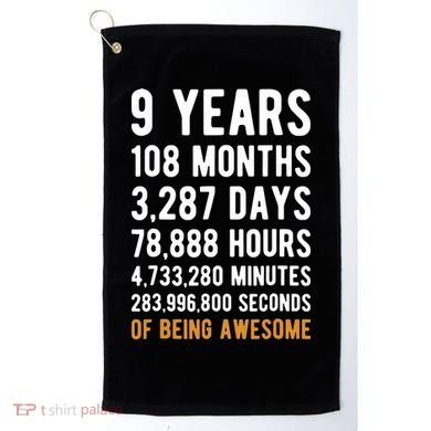 9th Birthday Gift 9 Years Old Being Awesome Golf Towel