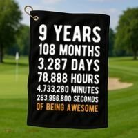 9th Birthday Gift 9 Years Old Being Awesome Golf Towel thumb 1