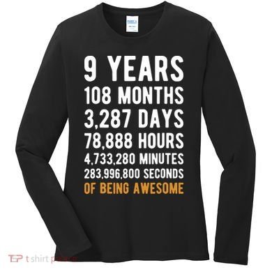 9th Birthday Gift 9 Years Old Being Awesome Women's Long Sleeve Shirt