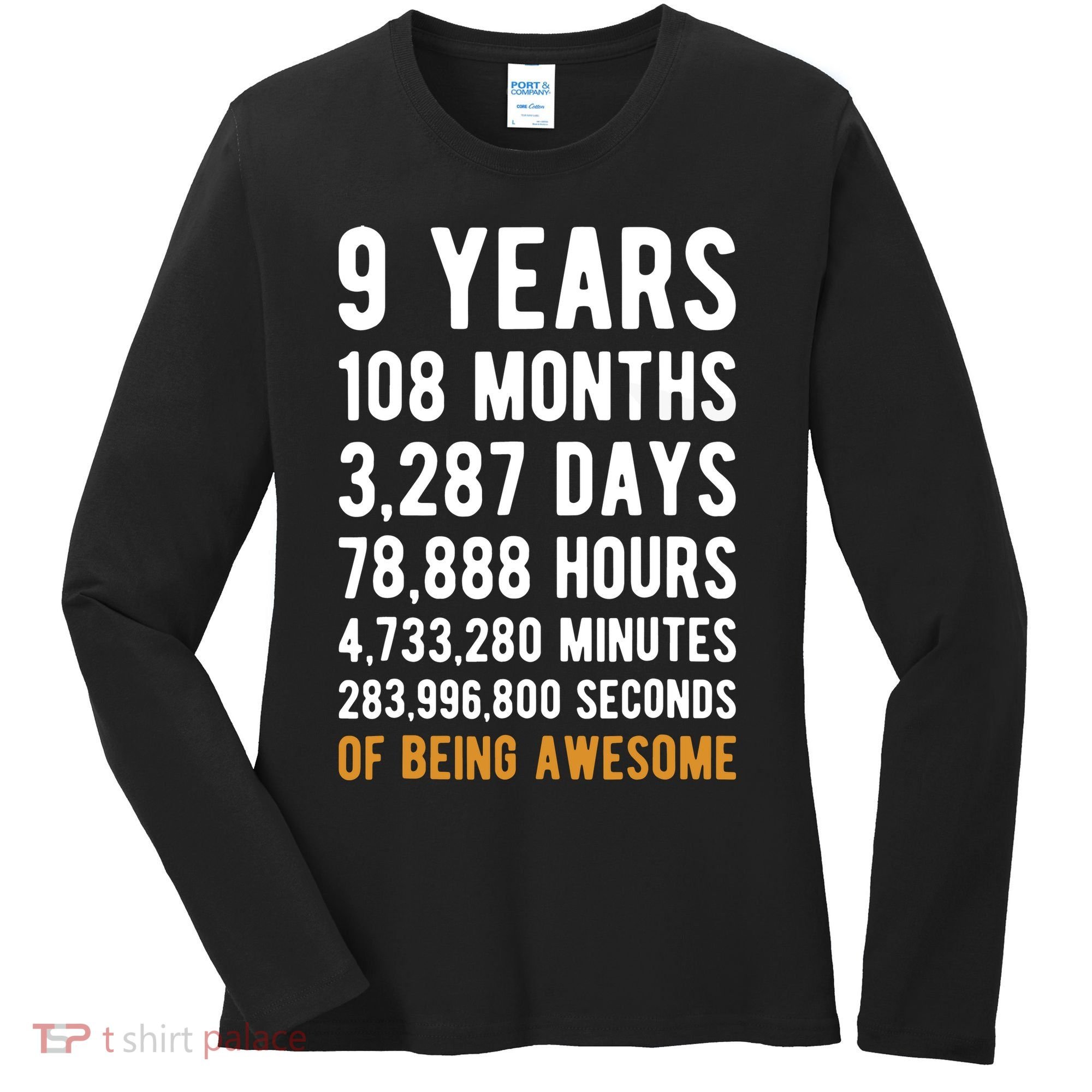 9th Birthday Gift 9 Years Old Being Awesome Women's Long Sleeve Shirt