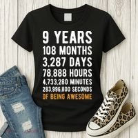 9th Birthday Gift 9 Years Old Being Awesome Women's T-Shirt thumb 3