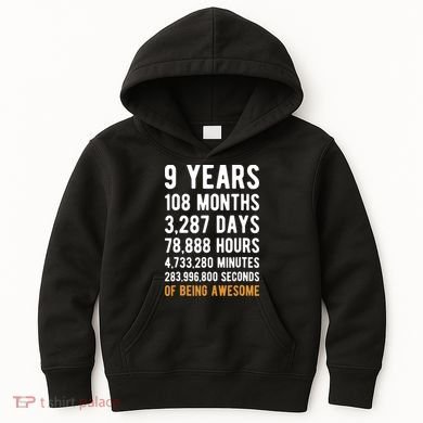 9th Birthday Gift 9 Years Old Being Awesome Kids Hoodie