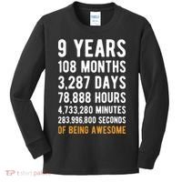 9th Birthday Gift 9 Years Old Being Awesome Kids Long Sleeve Shirt thumb 0