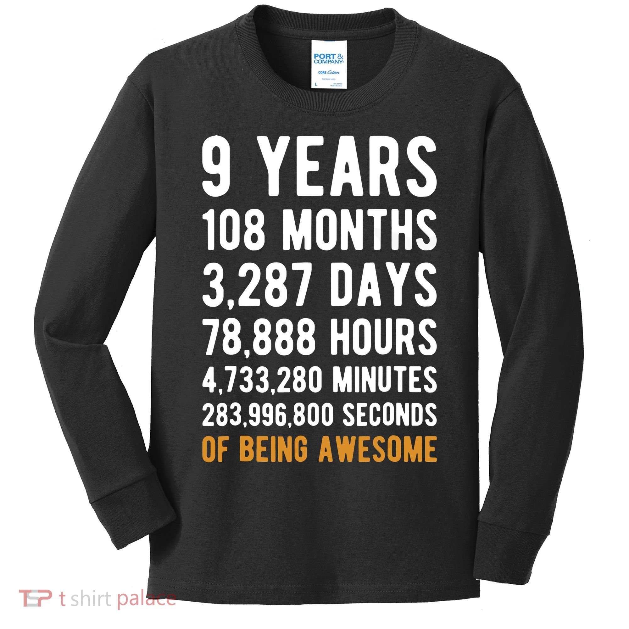 9th Birthday Gift 9 Years Old Being Awesome Kids Long Sleeve Shirt