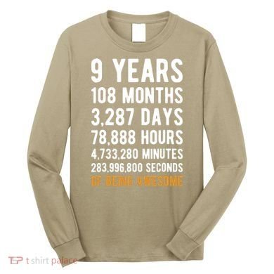 9th Birthday Gift 9 Years Old Being Awesome Long Sleeve Shirt