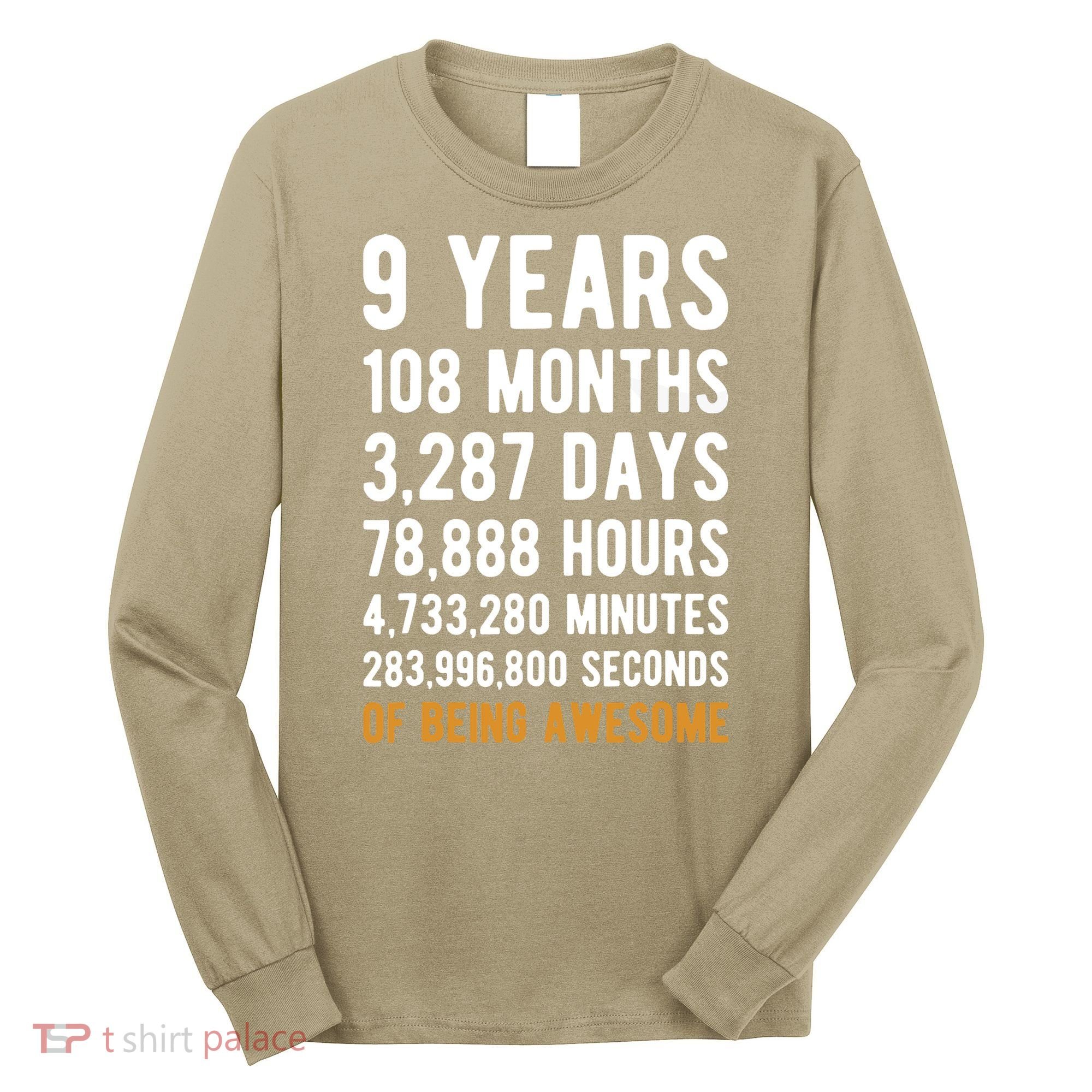 9th Birthday Gift 9 Years Old Being Awesome Long Sleeve Shirt
