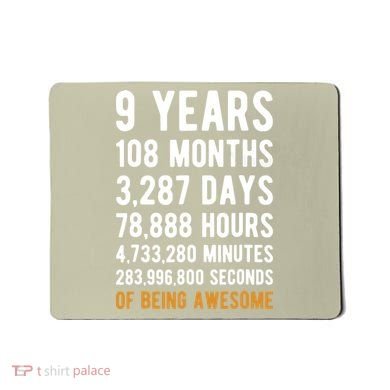 9th Birthday Gift 9 Years Old Being Awesome Mousepad