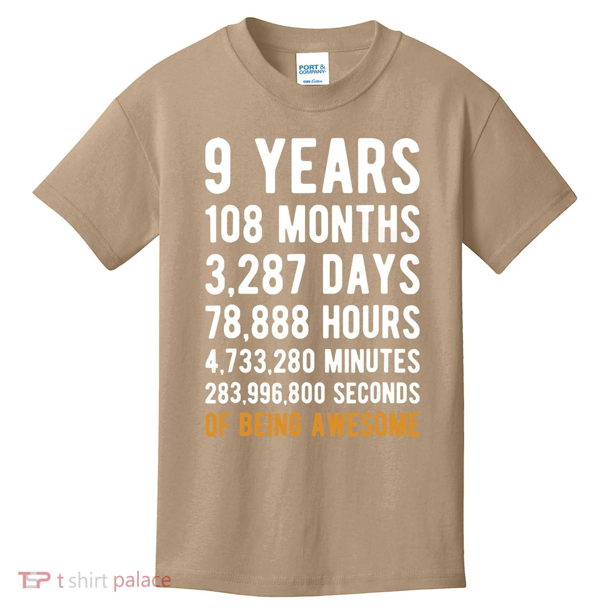 9th Birthday Gift 9 Years Old Being Awesome Kids T-Shirt