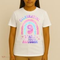 9th Birthday Girl Tie Dye 9 Years Of Being Awesome Bday T-Shirt thumb 4