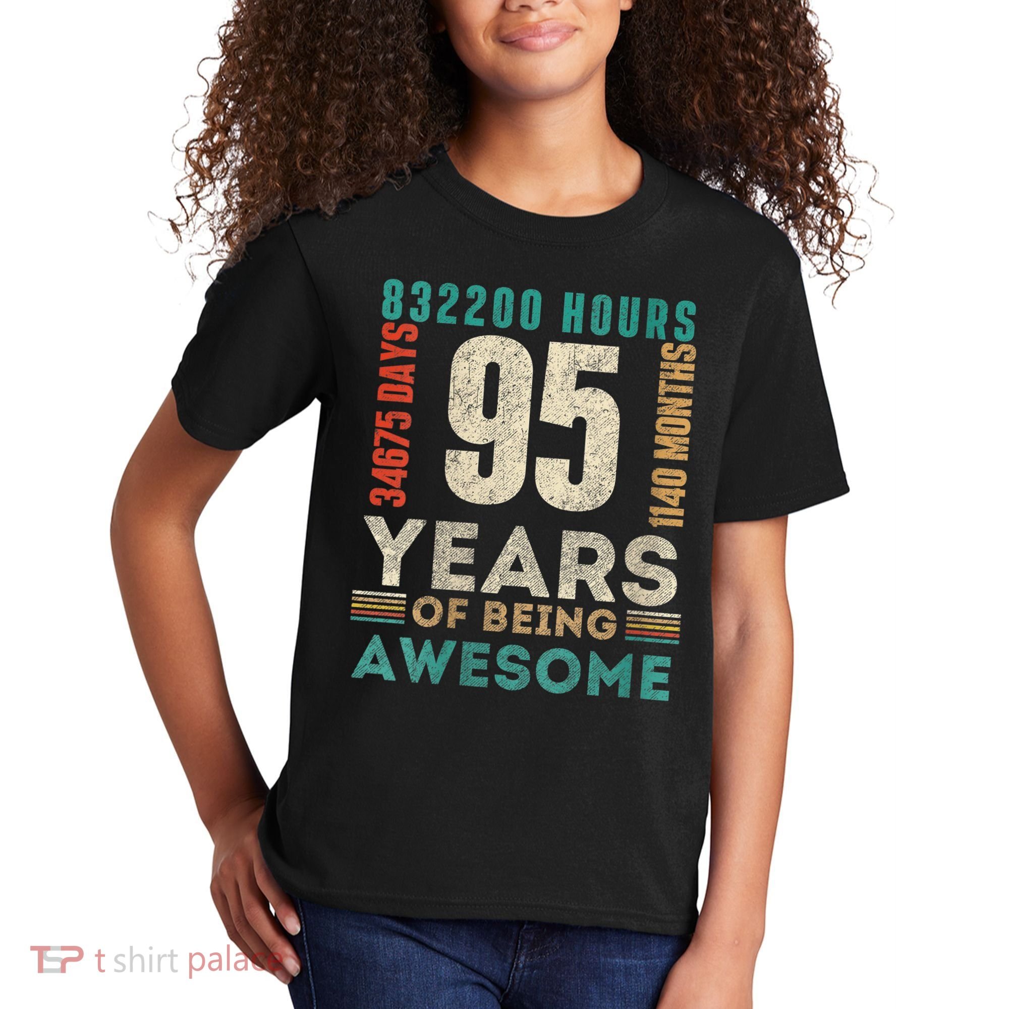 95th Birthday Hours Days Months 95 Years Old Bday Kids T-Shirt