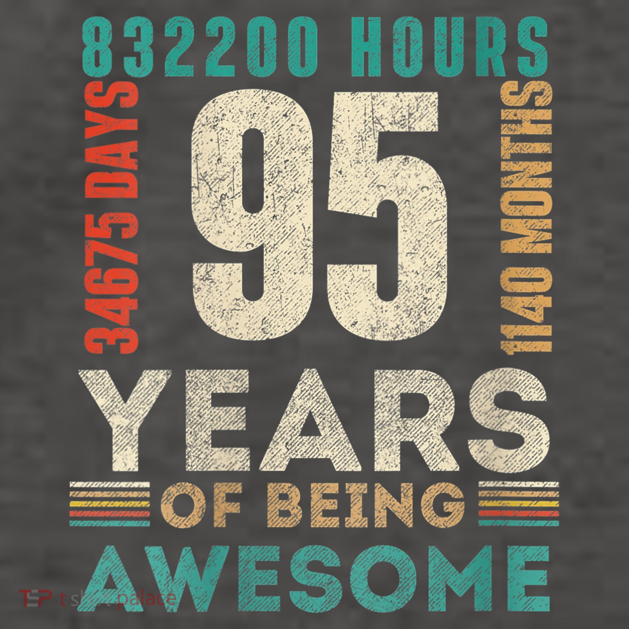 95th Birthday Hours Days Months 95 Years Old Bday Vector Backpack