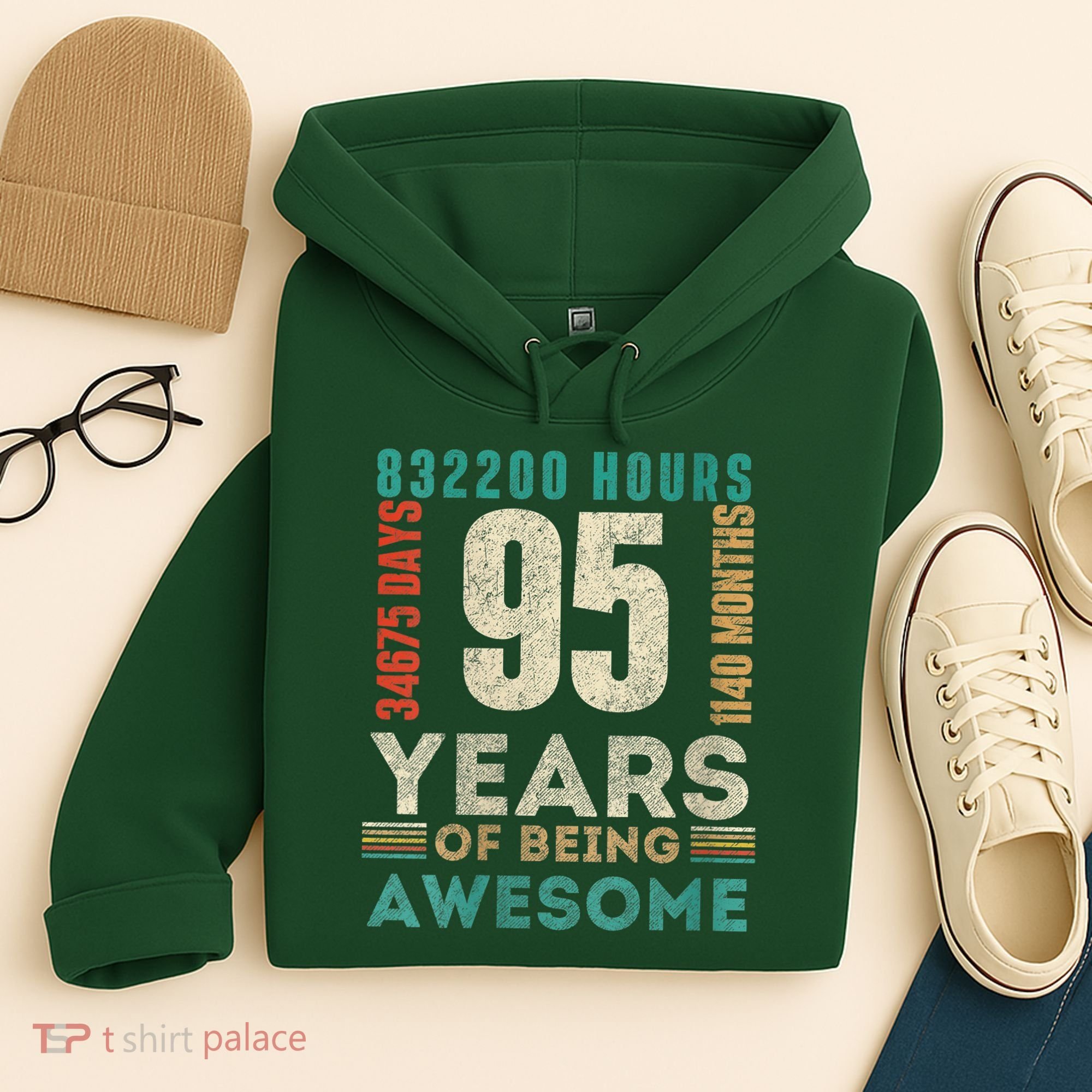 95th Birthday Hours Days Months 95 Years Old Bday Hoodie