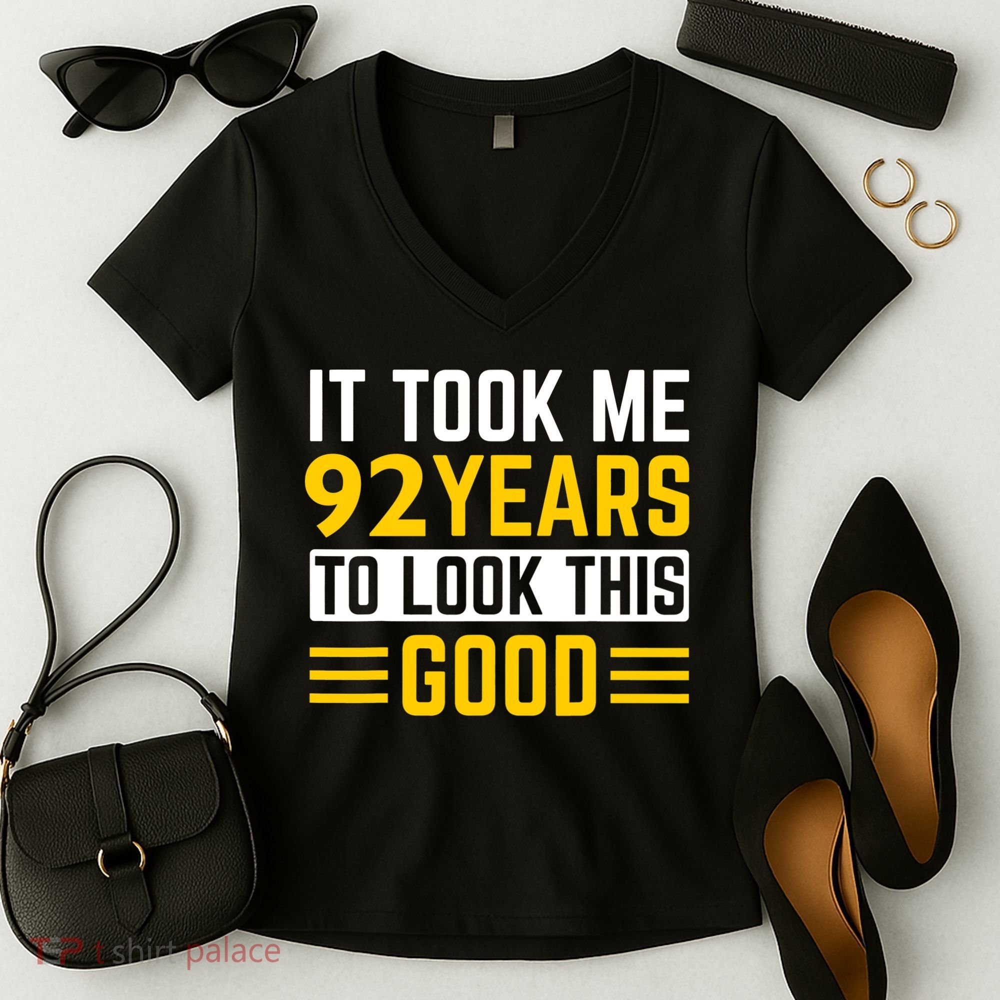 92nd Birthday It Took Me 92 Years To Look This Good Women's V-Neck T-Shirt